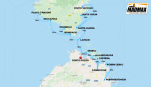 Mappa Itinerario Crociere MadMax in Sardegna e Corsica
