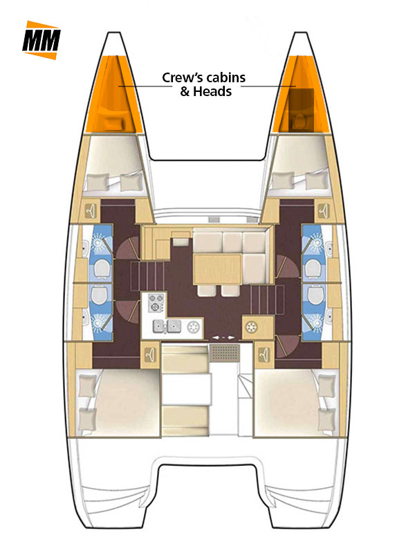 Pianta 4 cabine catamarano lagoon 40, flotta MadMax Franchising Nautico