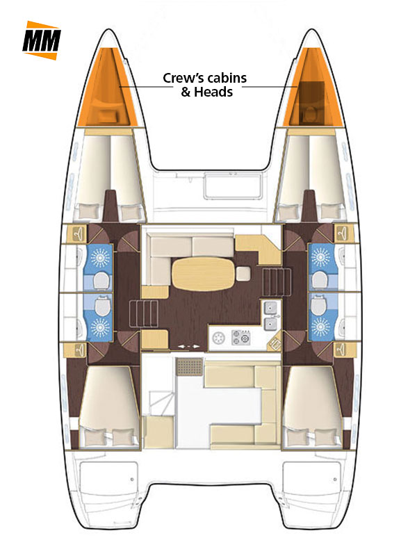 pianta cabine catamarano lagoon 400S2 flotta MadMax