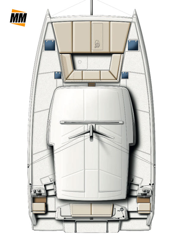 Pianta deck catamarano Bali Cat Smart, flotta MadMax Franchising Nautico